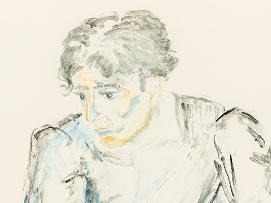 Helga Müller, Young Man Sitting, 1997, Acrylic on Paper-GPP-809331