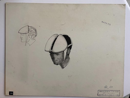 Helmeted man 2" drawing for NASA - Raymond Loewy and William Snaith 1968-ICD-847299