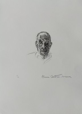 Henri Cartier-Bresson, Portrait of Aragon, 1994, Lithograph in Pencil-KHH-1203646