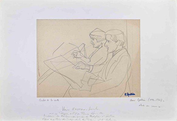 Henri Epstein, Two Figures, Original Drawing, Early 20th-Century-ZCI-1362606