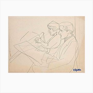 Henri Epstein, Two Figures, Original Drawing, Early 20th-Century-ZCI-1362606