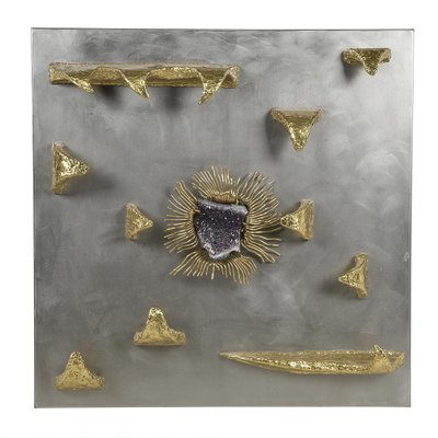 Henri Fernandez, Abstract Wall Decoration, Brass and Amethyst-NQ-1306781