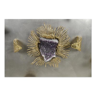 Henri Fernandez, Abstract Wall Decoration, Brass and Amethyst-NQ-1306781