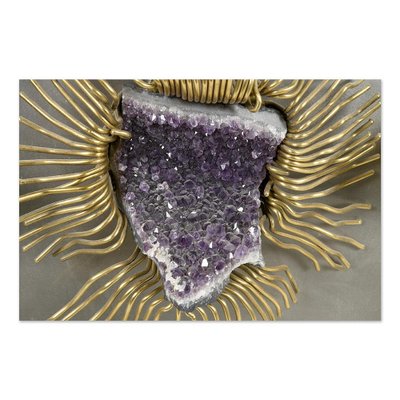 Henri Fernandez, Abstract Wall Decoration, Brass and Amethyst-NQ-1306781