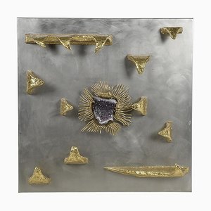 Henri Fernandez, Abstract Wall Decoration, Brass and Amethyst-NQ-1306781