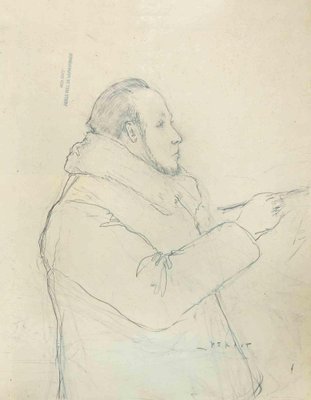 Henri Heraut, Self-Portrait, Original Drawing, Mid-20th-Century-ZCI-1262072