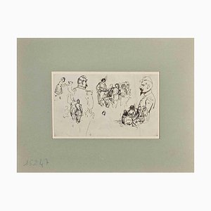 Henry Somm, Figures, Ink Drawing on Paper, Late 19th Century-ZCI-1420180