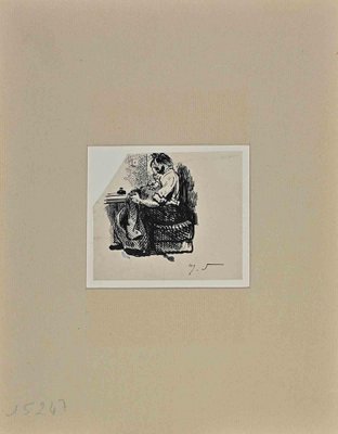 Henry Somm, Man Working, Original Ink Drawing on Paper, Late 19th-Century-ZCI-1362687