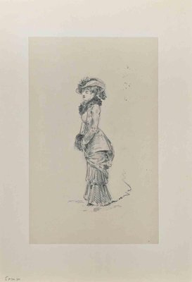 Henry Somm, Woman, Original Pencil Drawing on Paper, Late 19th Century-ZCI-1403445