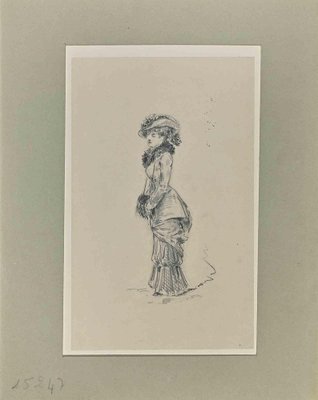 Henry Somm, Woman, Original Pencil Drawing on Paper, Late 19th Century-ZCI-1403445