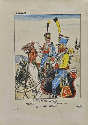 Herbert Knotel, 9e Bis Hussards, Drawing, 1940s-ZCI-1312614