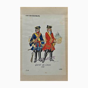 Herbert Knotel, Garde Du Corps Kur Brandenburg 1700, Original Drawing, 1940s-ZCI-1310305