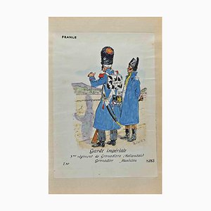 Herbert Knotel, Garde Imperiale (French Army), Original Ink & Watercolor Drawing, 1940s-ZCI-1310272