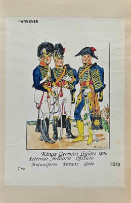 Herbert Knotel, German Legion 1806, Original Ink & Watercolor Drawing, 1940s-ZCI-1310277