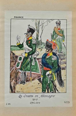 Herbert Knotel, Le Croates en Allemagne (French Army), Original Ink & Watercolor Drawing, 1940s-ZCI-1310274