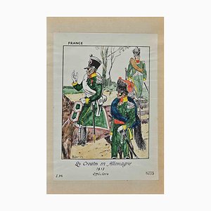 Herbert Knotel, Le Croates en Allemagne (French Army), Original Ink & Watercolor Drawing, 1940s-ZCI-1310274