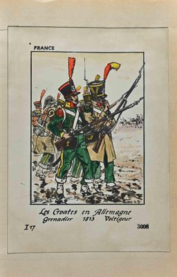 Herbert Knotel, Le Croates en Allemagne Grenadier 1813, Ink & Watercolor Drawing, 1940s-ZCI-1310326