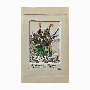 Herbert Knotel, Le Croates en Allemagne Grenadier 1813, Ink & Watercolor Drawing, 1940s-ZCI-1310326