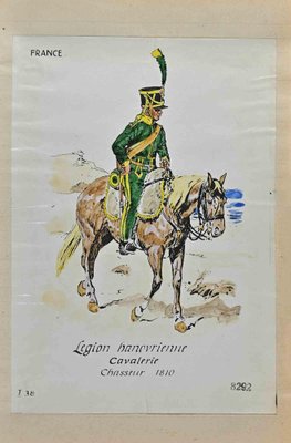 Herbert Knotel, Legion Hanovrienne (French Army), Original Ink & Watercolor Drawing, 1940s-ZCI-1310299