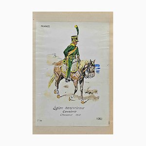 Herbert Knotel, Legion Hanovrienne (French Army), Original Ink & Watercolor Drawing, 1940s-ZCI-1310299