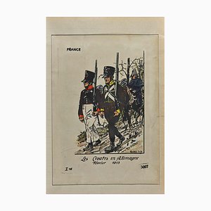 Herbert Knotel, Les Croates en Allemagne 1813, Ink & Watercolor Drawing, 1940s-ZCI-1310268