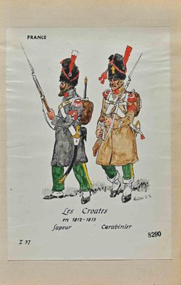 Herbert Knotel, Les Croates (French Army in 1812-13), Ink & Watercolor Drawing, 1940s-ZCI-1310271