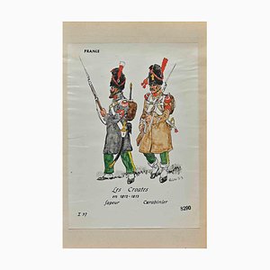 Herbert Knotel, Les Croates (French Army in 1812-13), Ink & Watercolor Drawing, 1940s-ZCI-1310271