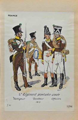 Herbert Knotel, Regiment Prov. Croate (French Army), Original Ink & Watercolor Drawing, 1940s-ZCI-1310273