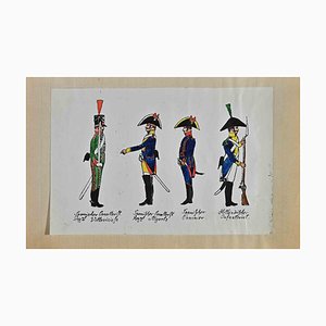 Herbert Knotel, Spanish and Dutch Soldiers, Original Ink & Watercolor Drawing, 1940s-ZCI-1310296