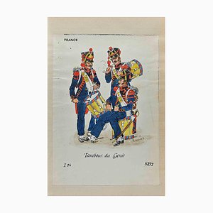 Herbert Knotel, Tambour Du Genie (French Army), Original Ink & Watercolor Drawing, 1940s-ZCI-1310298