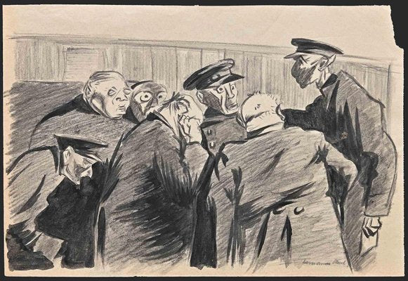 Hermann Paul, Policemen, Original Drawing, Early 20th-Century-ZCI-1362631