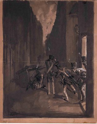 Hermann Vogel, Soldiers, Original Drawing, 19th-Century-ZCI-1196786