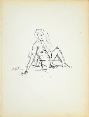 Herta Hausmann, Female Figure 3, Black Marker Pen on Paper, 1950s-ZCI-905050