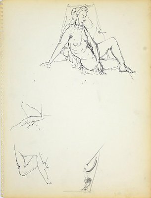 Herta Hausmann, Female Figure 4, Black Marker Pen on Paper, 1950s-ZCI-905051