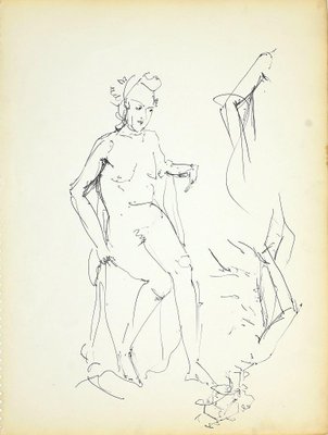 Herta Hausmann, Female Nudity 1, Black Marker Pen on Paper, 1950s-ZCI-905048