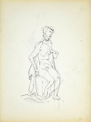 Herta Hausmann, Female Nudity 2, Black Marker Pen on Paper, 1950s-ZCI-905049