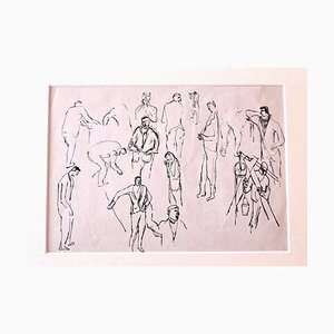 Herta Hausmann - Figures - Original Ink Drawing - Mid-20th Century-ZCI-899505