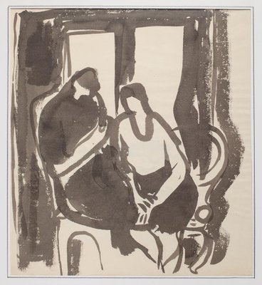 Herta Hausmann, The Couple, Watercolor on Paper, 20th Century-ZCI-833224