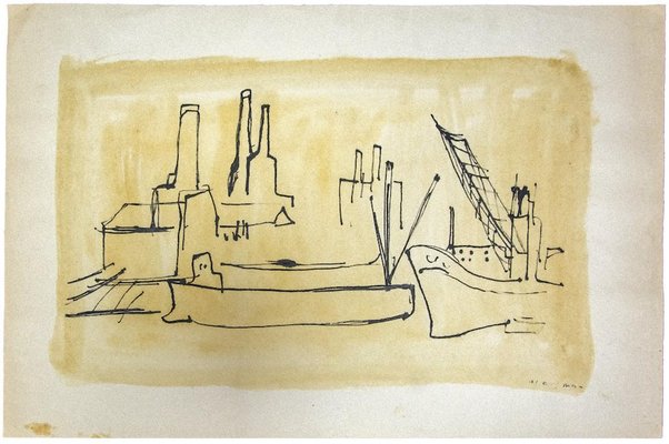 Herta Hausmann, The Port, Drawing in Pen, 1930s-ZCI-827736