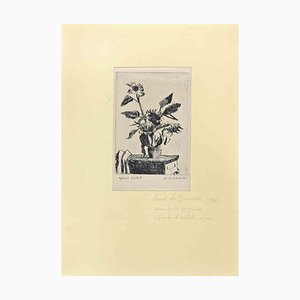 Hervé Le Bourdelles, Flowerpot, Original Etching, 1960s-ZCI-1221156