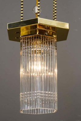 Hexagonal Art Deco Pendant Lamp with Original Glass Shade, 1920s-SPD-947364