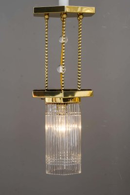 Hexagonal Art Deco Pendant Lamp with Original Glass Shade, 1920s-SPD-947364