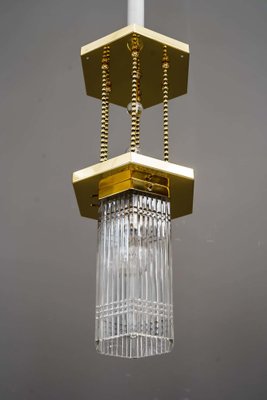 Hexagonal Art Deco Pendant Lamp with Original Glass Shade, 1920s-SPD-947364