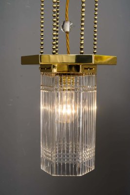 Hexagonal Art Deco Pendant Lamp with Original Glass Shade, 1920s-SPD-947364