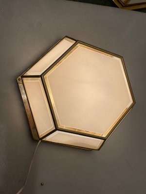 Hexagonal Brass Glass Sconces, 1980s, Set of 2-JJC-1764544