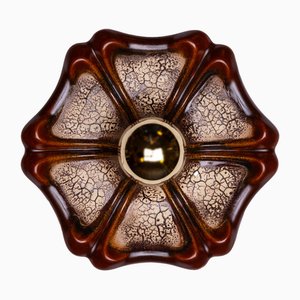 Hexagonal Floral Wall Lamp in Ceramic from Hustadt Germany, 1970s-QBR-1760309