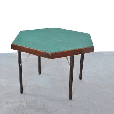 Hexagonal Folding Card Table from Fratelli Zari Milano, 1950s-JQO-872600