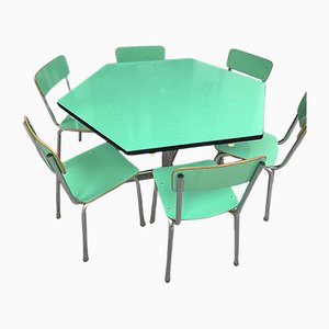 Hexagonal Nursery Table with Formica Chairs, Italy, 1960s, Set of 7-BVG-1745417