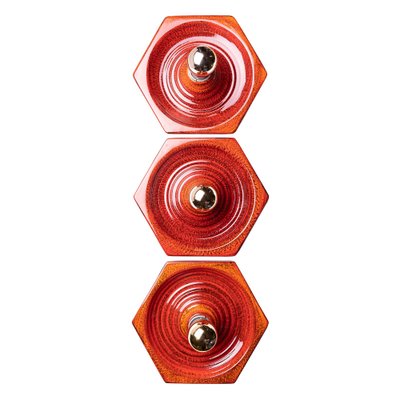 Hexagonal Wall Lamp in Red Orange Ceramic from Hustadt Germany, 1970s-QBR-1760301