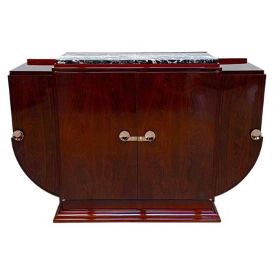 High Art Deco Sideboard in Rosewood Veneer, Nickel & Marble, France,1930-NNB-997056